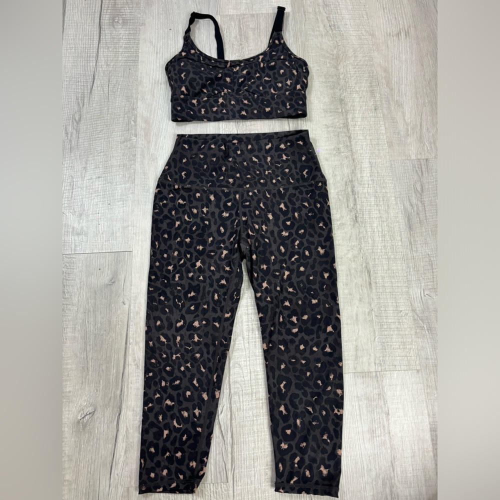 Varley Leopard Print Leggings and Sports Bra Set Size Small and XS
